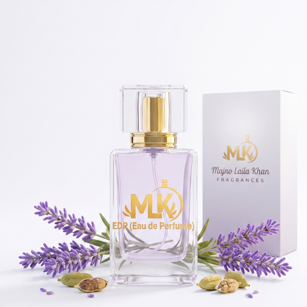 MLK - Majno Laila Khan: Lavender Silk Eau De Perfume | Premium Clear Glass Collection