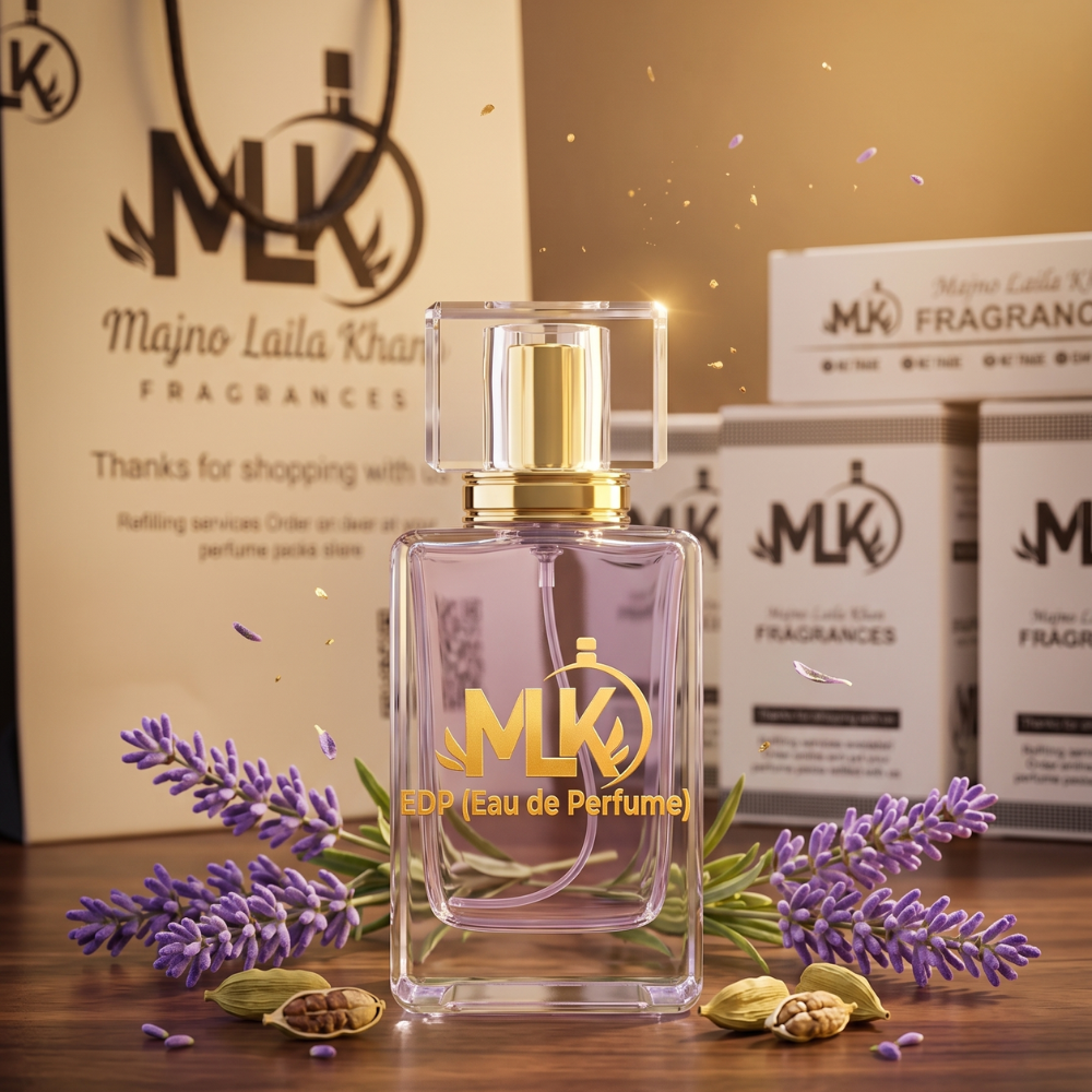 MLK - Majno Laila Khan: Lavender Silk Eau De Perfume | Premium Clear Glass Collection