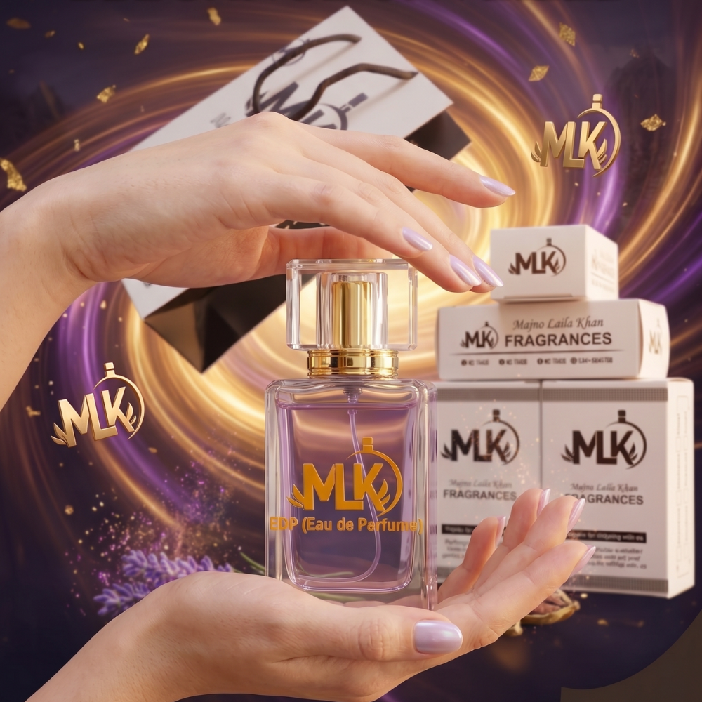 MLK - Majno Laila Khan: Lavender Silk Eau De Perfume | Premium Clear Glass Collection